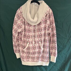 LG Cozy purple  and White Cowl Neck Sweater